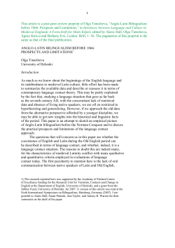 Anglo-Latin Bilingualism before 1066: Prospects and Limitation
