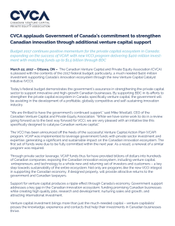 CVCA applauds Government of Canada`s commitment to strengthen