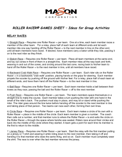 ROLLER RACER&reg; GAMES SHEET &ndash; Ideas for Group Activities