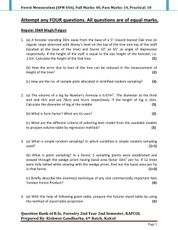 Forest Mensuration (SFM 456), Full Marks: 40, Pass Marks: 14