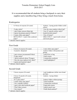 Tomoka Elementary School Supply Lists 2016