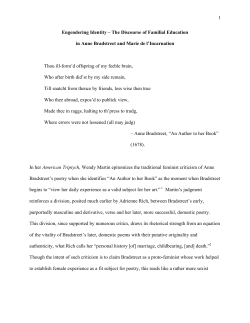 1 Engendering Identity &ndash; The Discourse of Familial Education in