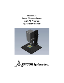 Model 925 Quick Start Manual with PC Program Force Distance Tester