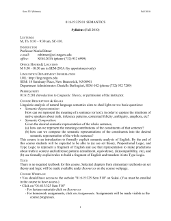 01:615:325:01 SEMANTICS Syllabus (Fall 2010)