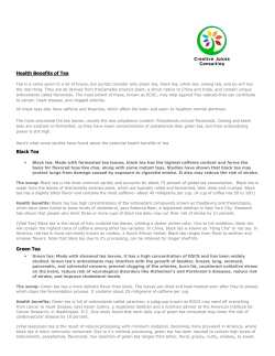 Health Benefits of Tea Black Tea Green Tea