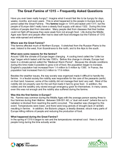 The Great Famine of 1315 -- Frequently Asked Questions