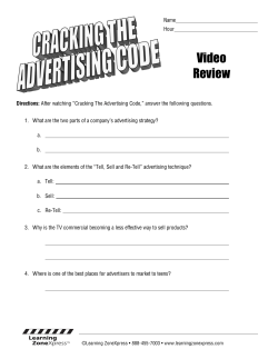DownloadAdvertising Code Video Worksheet