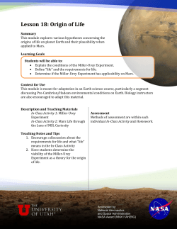 Lesson 18: Origin of Life