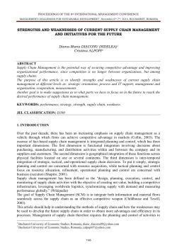 STRENGTHS AND WEAKNESSES OF CURRENT SUPPLY CHAIN