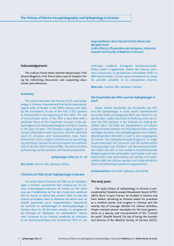 The History of Electro-Encephalography and Epileptology in Geneva