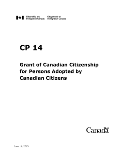 CP 14 &mdash; Adoptions - Citoyennet&eacute; et Immigration Canada