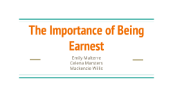 The Importance of Being Earnest