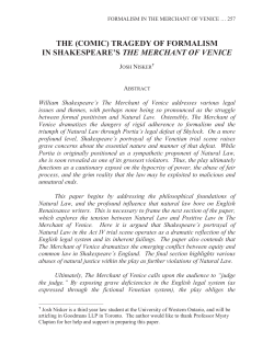 (comic) tragedy of formalism in shakespeare`s the