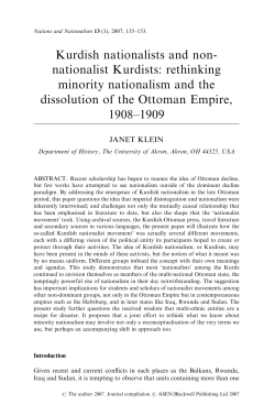 rethinking minority nationalism and the dissolution of the Ottoman