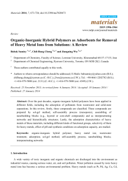Organic-Inorganic Hybrid Polymers as Adsorbents for
