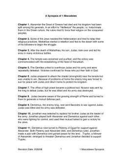 11.0 1 Maccabees Synopsis