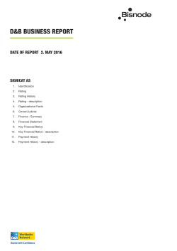Credit rating report from Bisnode