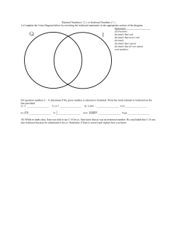 Rational Numbers ( Q ) vs Irrational Numbers ( I ) 1) Complete the
