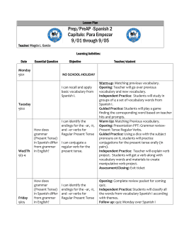 Prep/PreAP -Spanish 2 Cap&iacute;tulo: Para Empezar 9/01