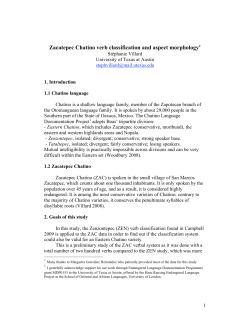 Zacatepec Chatino verb classification and aspect morphology