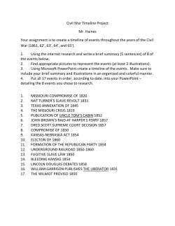 Civil War Timeline Project Mr. Haines Your assignment is to create a