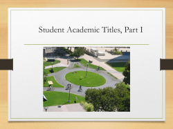 Student Academic Titles, Part I