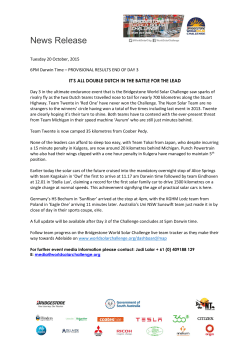News Release - World Solar Challenge