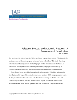 Palestine, Boycott, and Academic Freedom: A