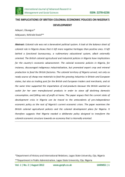 the implications of british colonial economic policies on nigeria`s