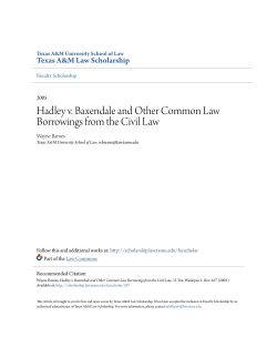 Hadley v. Baxendale and Other Common Law Borrowings from the