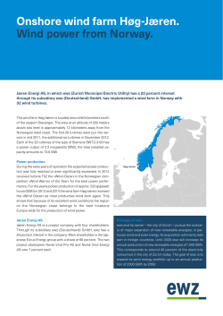 Onshore wind farm H&oslash;g-J&aelig;ren. Wind power from Norway.