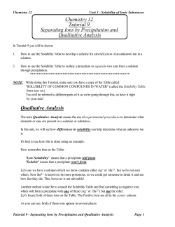 Solubility of Ionic Substances