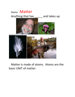 Anything that has _____ and takes up ____. Matter is made of atoms