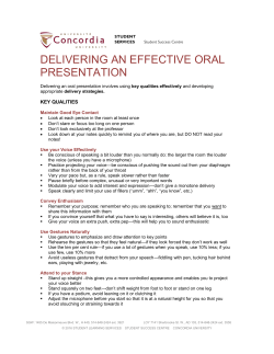 Delivering an Effective Oral Presentation