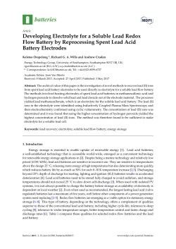Developing Electrolyte for a Soluble Lead Redox Flow Battery by