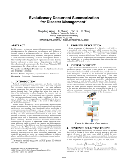 Evolutionary document summarization for disaster management