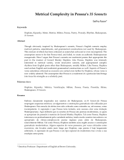 Metrical Complexity in Pessoa`s 35 Sonnets