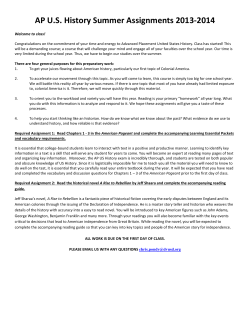 AP U.S. History Summer Assignments 2013-2014
