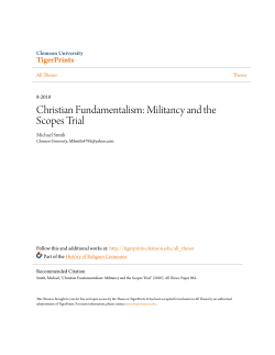 Christian Fundamentalism: Militancy and the Scopes Trial