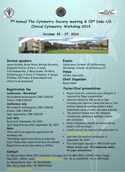 Invited speakers Events Venue Chief Organizer Registration fee