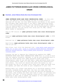 James Patterson Books Alex Cross Chronological Order