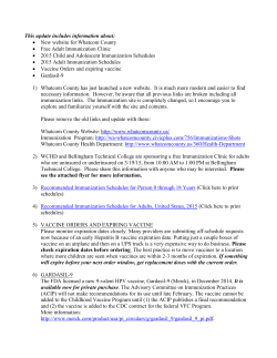 This update includes information about: &bull; New website for Whatcom