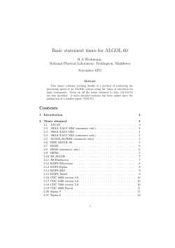 Basic statement times for ALGOL 60