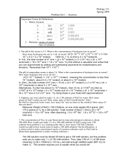 Biology 131 Spring 2009 Problem Set 1 &ndash; Answers