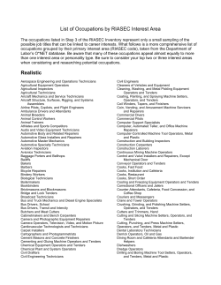 List of Occupations by RIASEC Interest Area