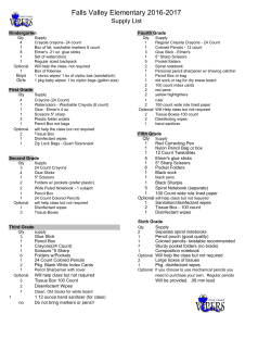 School Supplies - Falls Valley Elementary School