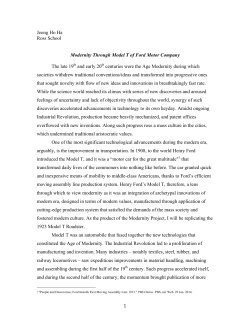 1 Jeong Ho Ha Ross School Modernity Through Model T of Ford