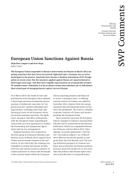 European Union Sanctions Against Russia. Objectives, Impacts and