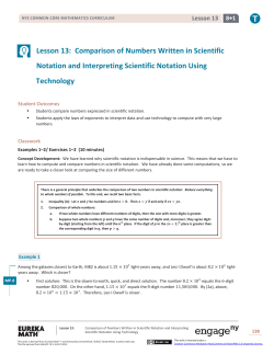 Lesson 13: Comparison of Numbers Written in Scientific Notation