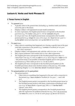 Lecture 6. Verbs and Verb Phrases II